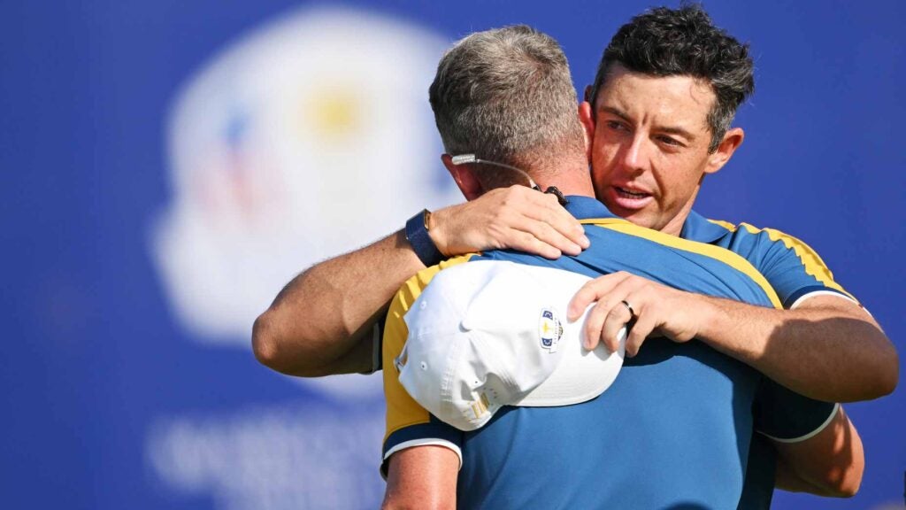 Luke Donald and Rory McIlroy shared a moment at the Ryder Cup.