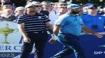 Jon Rahm and Sam Burns on tee at 2023 Ryder Cup